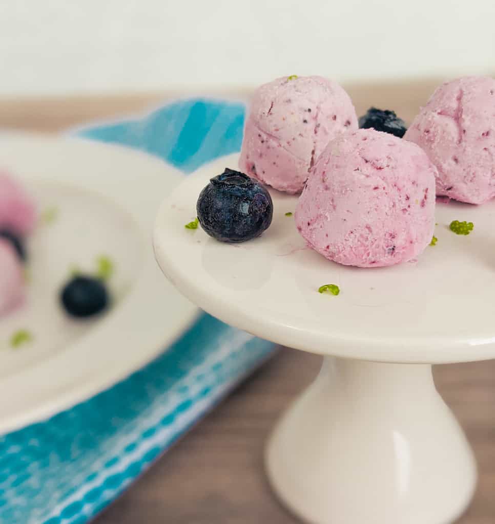 blueberry cream cheese fat bombs close up