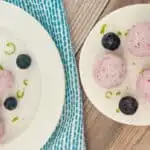 blueberry cream cheese fat bombs on plates