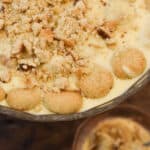 keto banana pudding in trifle dish