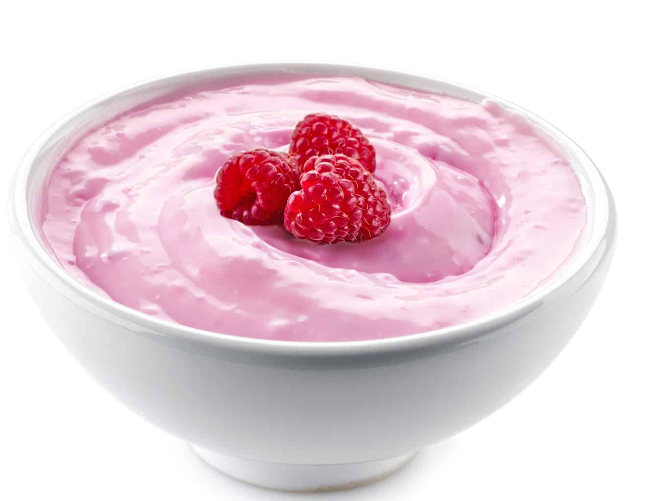 Keto Raspberry Lemonade Mousse in a white bowl