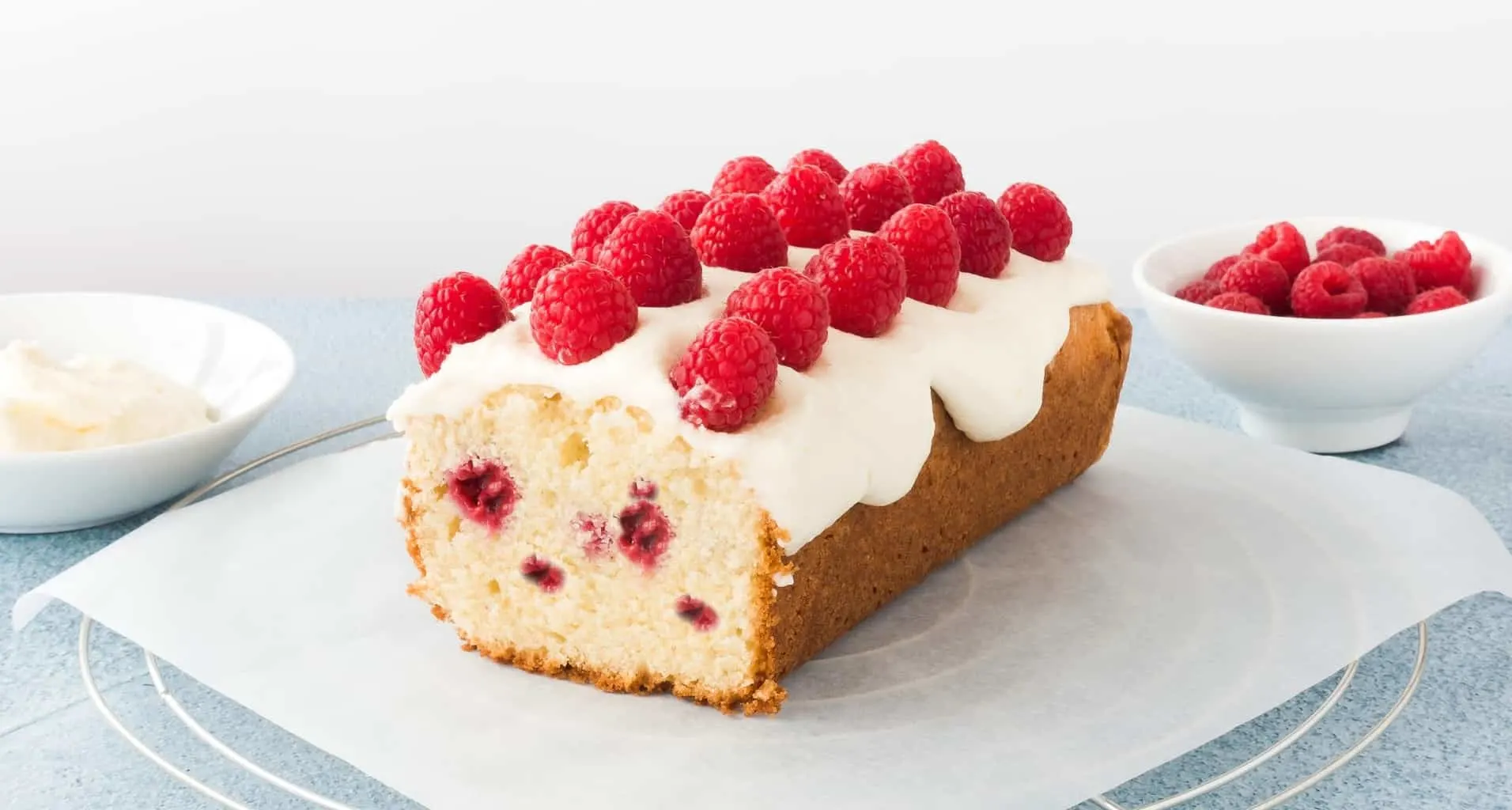 keto raspberry pound cake on a baking rack