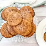 keto snickerdoodle cookies on a clear plate