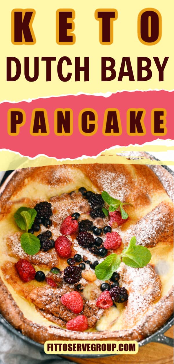 Keto dutch baby pancake topped with fresh berries
