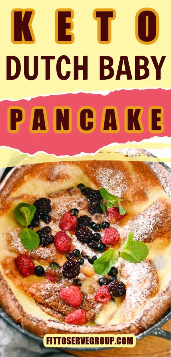 Keto dutch baby pancake topped with fresh berries