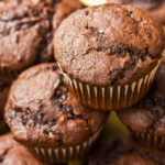 keto chocolate cream cheese muffins stacked