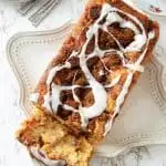 keto cinnamon swirl bread sliced on a white plate