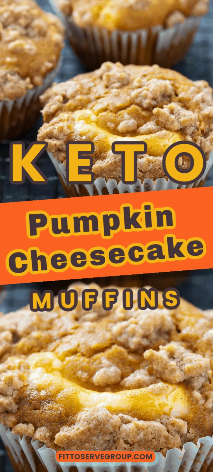 Keto Pumpkin Cheesecake Muffins long pin