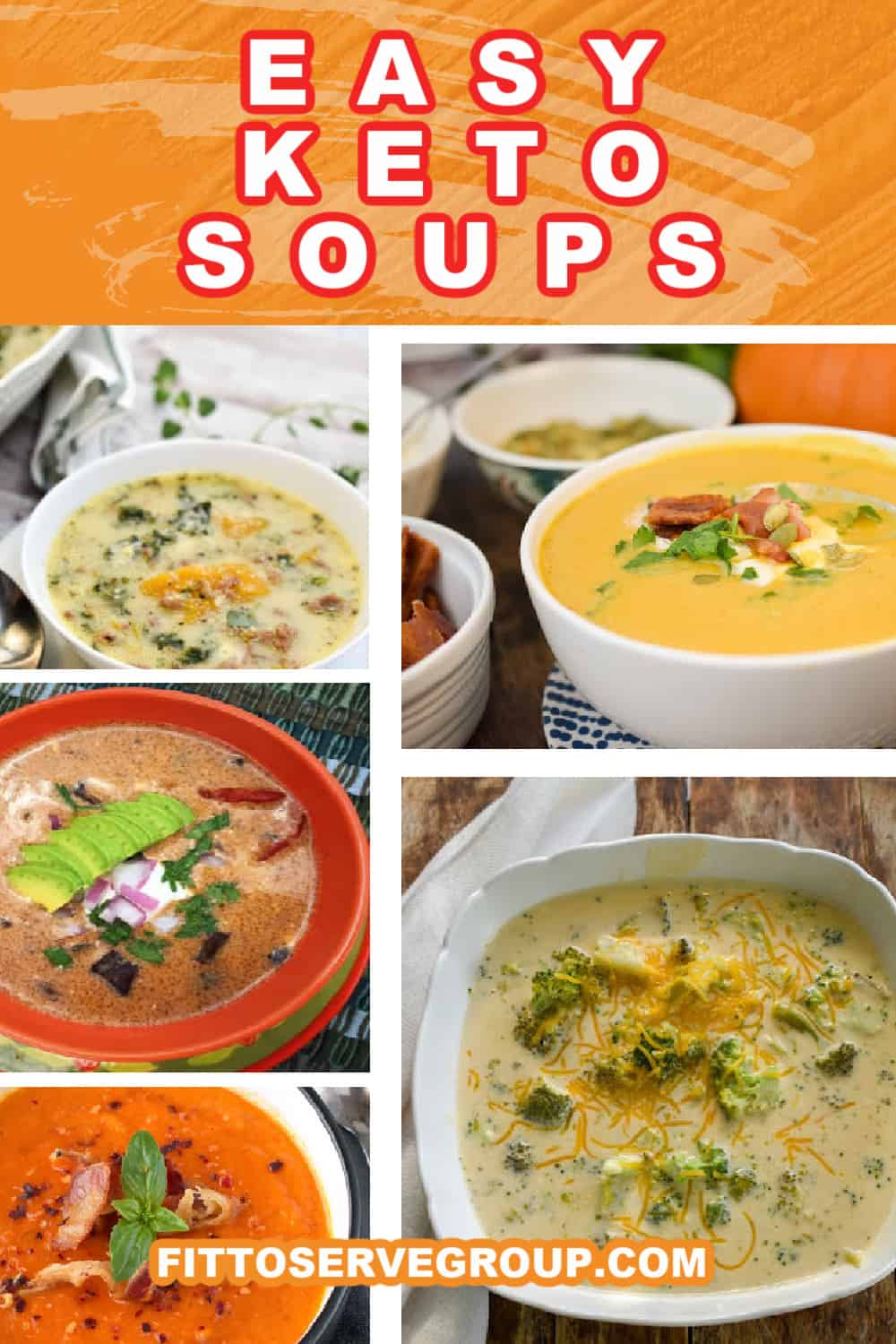 Easy keto soups collage pin