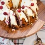 keto cranberry Christmas cake sliced and served