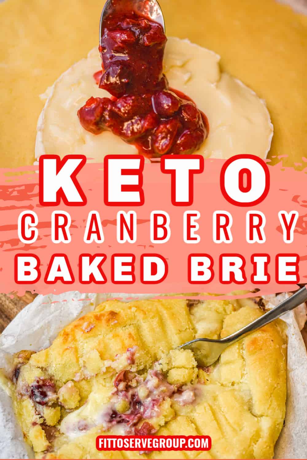 Keto Baked Brie wrapped in keto pastry dough and filled with sugar-free cranberry sauce