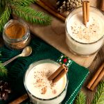 keto eggnog served with cinnamon sticks