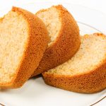 keto sour cream pound cake slices on a white plate