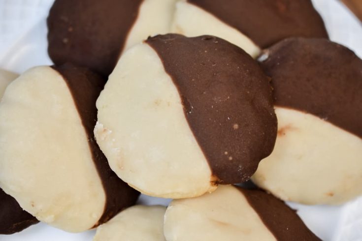 keto black and white cookies up close
