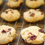 keto oatmeal dried cranberry cookies on cooling rack