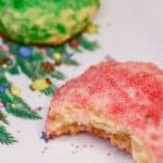 keto soft sugar cookies for Christmas with a bite missing