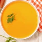 keto carrot soup served in a bowl