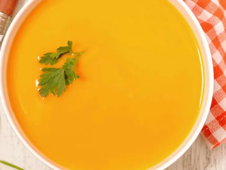 keto carrot soup served in a bowl