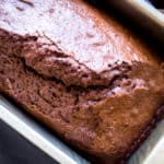 keto chocolate bread inside a baking loaf