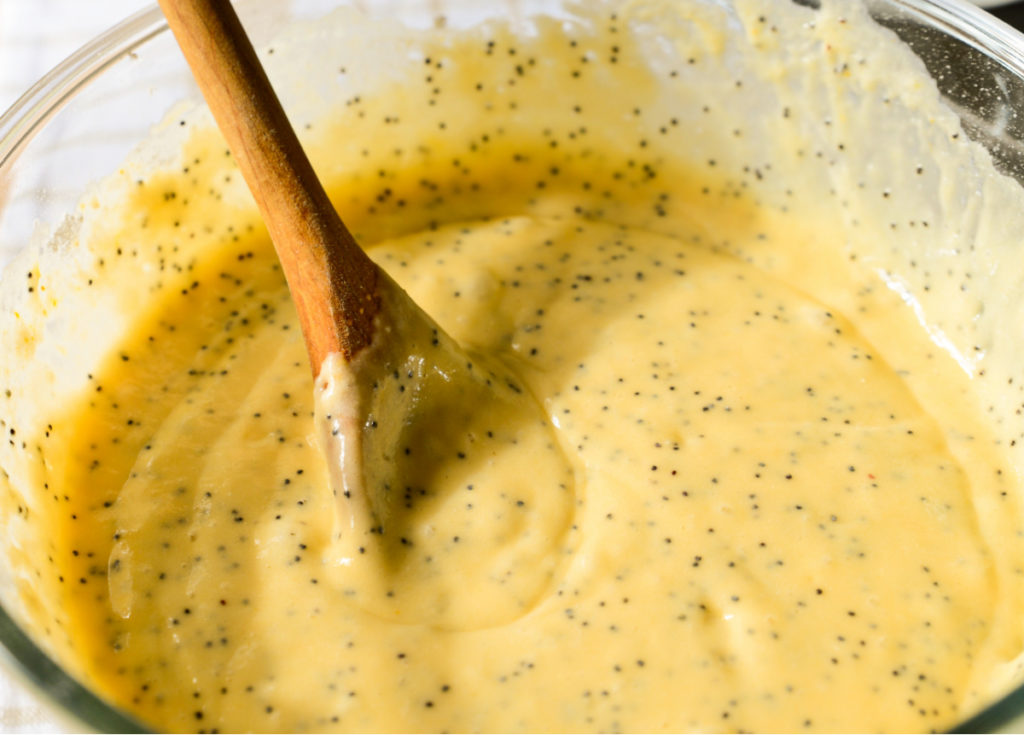 keto lemon poppy seed pound cake batter