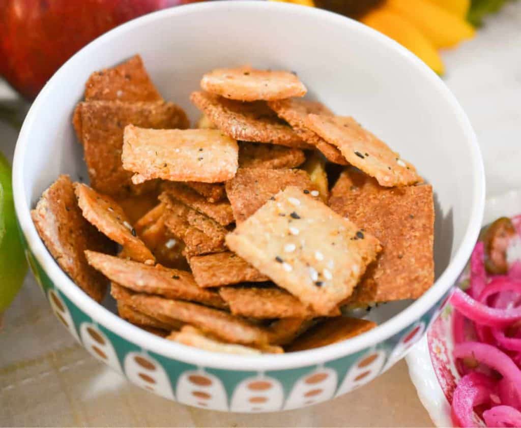 keto ranch crackers in a small bowl