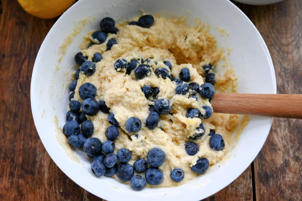 keto blueberry buckle cake batter