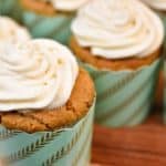 Close up of keto carrot cake cupcakes