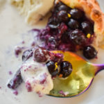 Keto Blueberry Galette with ice cream on a spoon