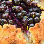 Keto blueberry galette sliced up close