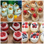 keto mason jar desserts images in a collage