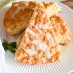 keto vanilla scones slices on a white plate
