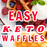 EASY KETO WAFFLES PLATED ON A WHITE PLATE