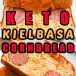 Keto kielbasa cornbread on a white background