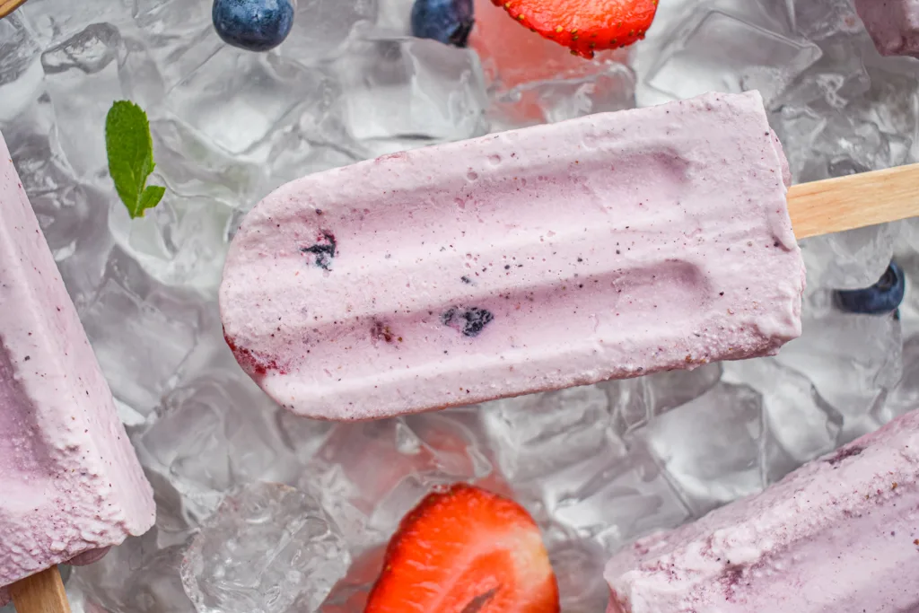 Keto Berries and Cream Popsicles