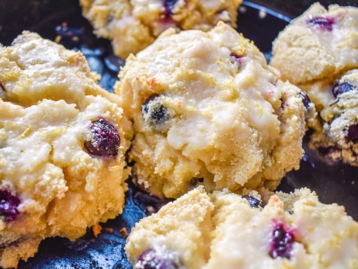 keto blueberry biscuits close up