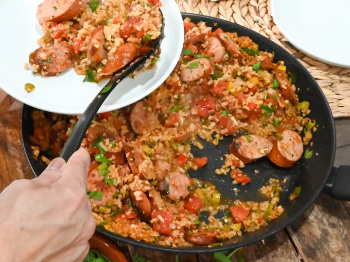 keto Spanish rice and sausage one skillet meal