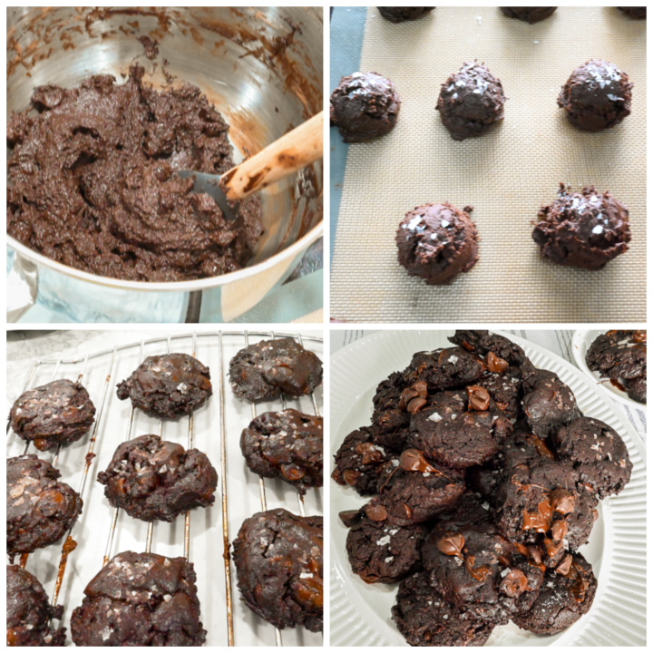 keto fudge flourless cookies process pictures