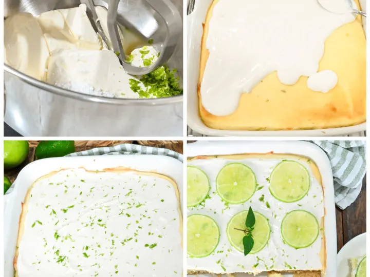 keto lime cheesecake bars process pictures collage