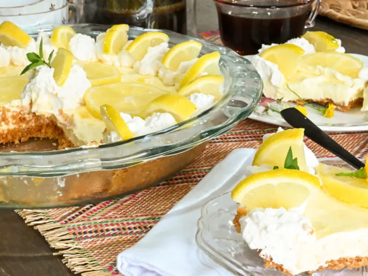 keto sour cream lemon pie sliced and served