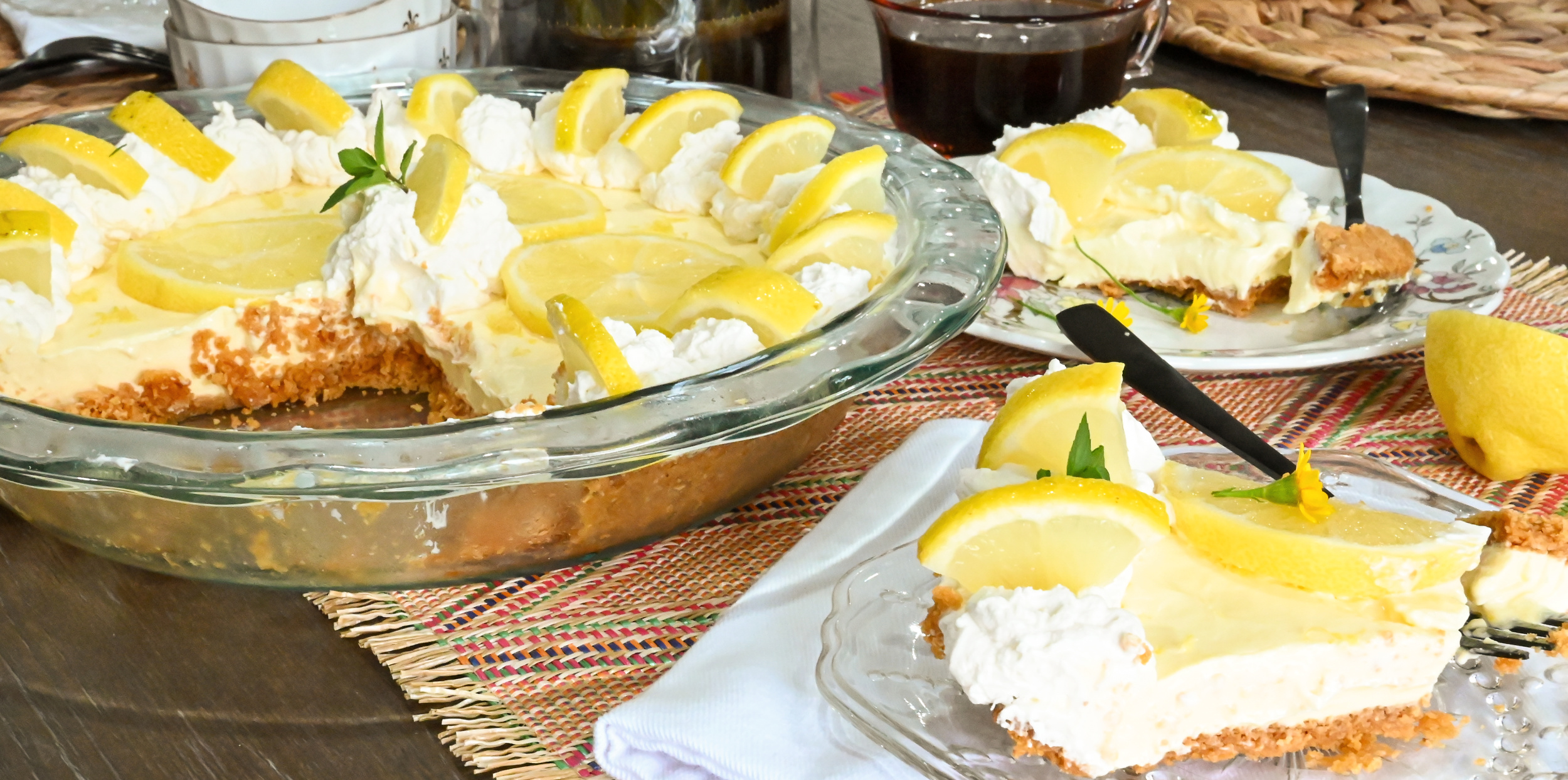 keto sour cream lemon pie sliced and served