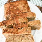 keto zucchini bread slices on white platter