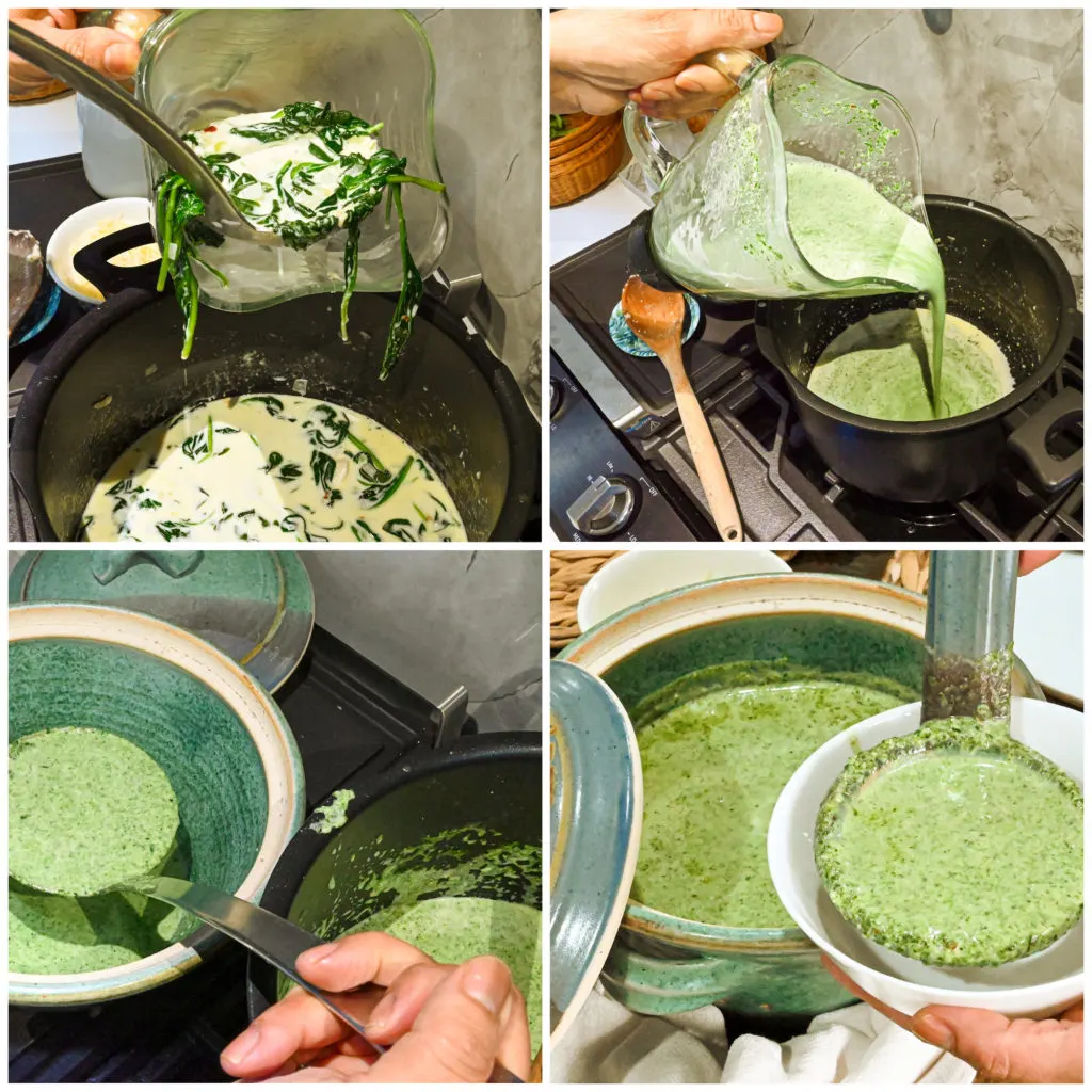 easy keto cream of spinach process pictures_