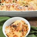 keto cheesy scalloped turnips baked and served