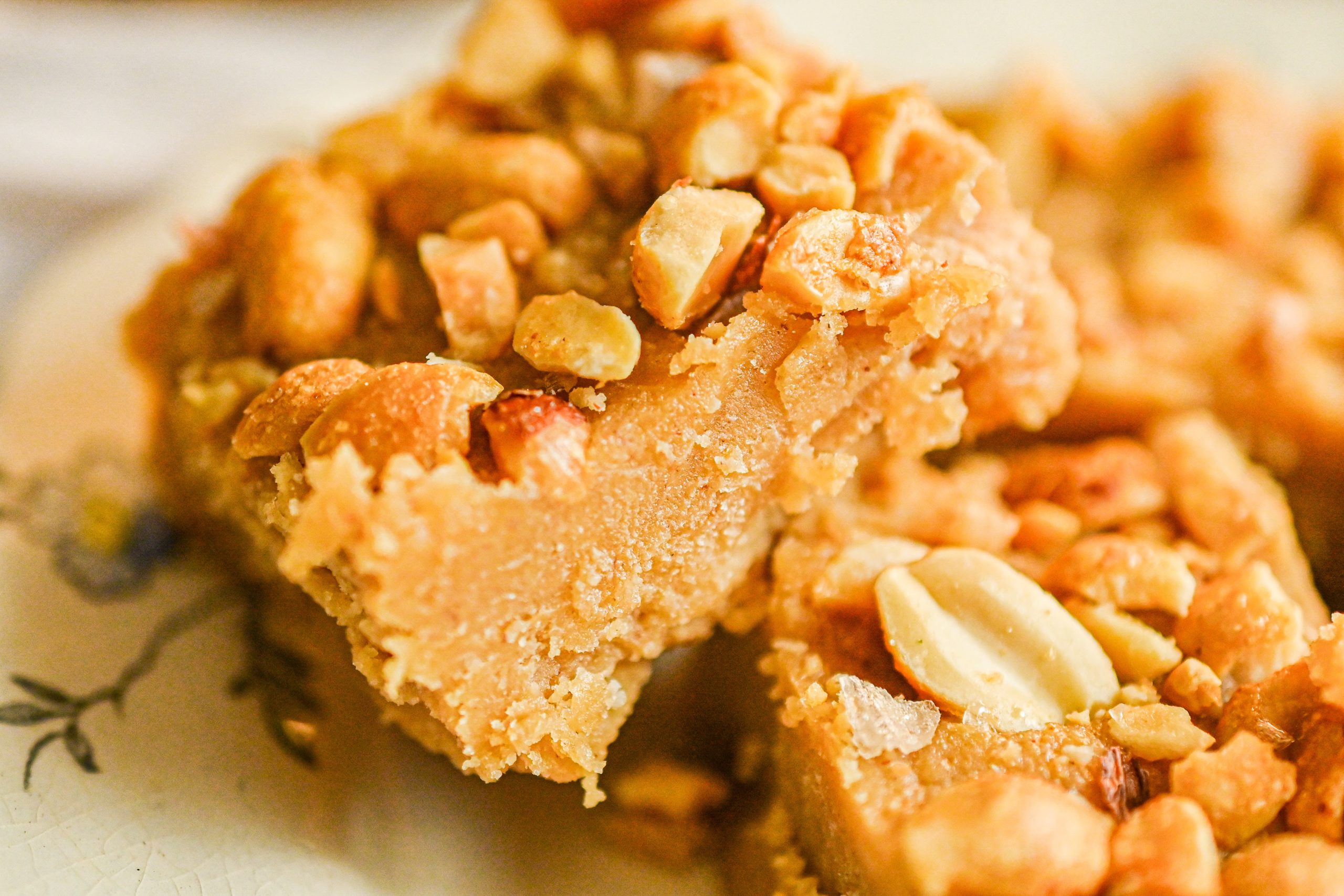 keto peanut butter fudge on plate close up