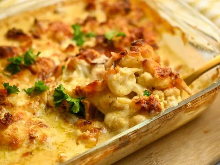 low carb roasted cauliflower mac and cheese