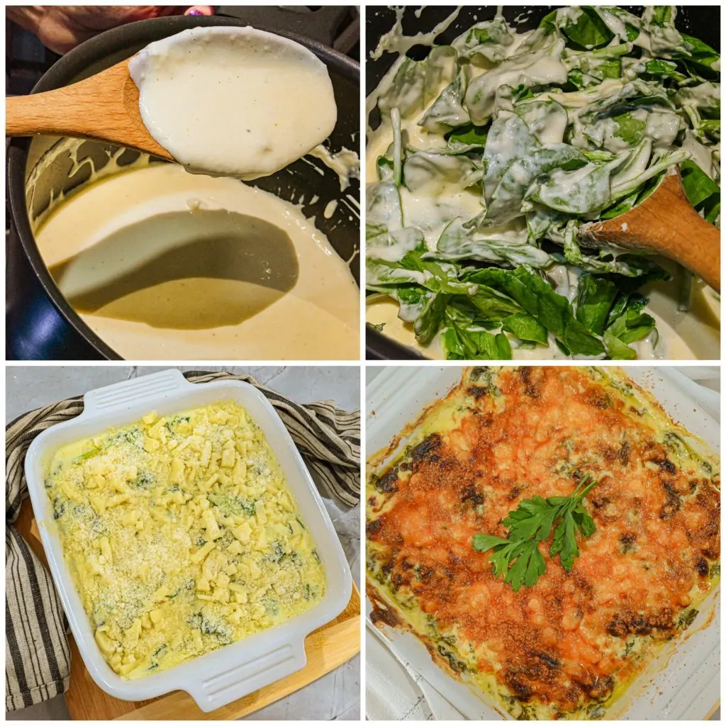 gluten-free keto creamed spinach process pictures