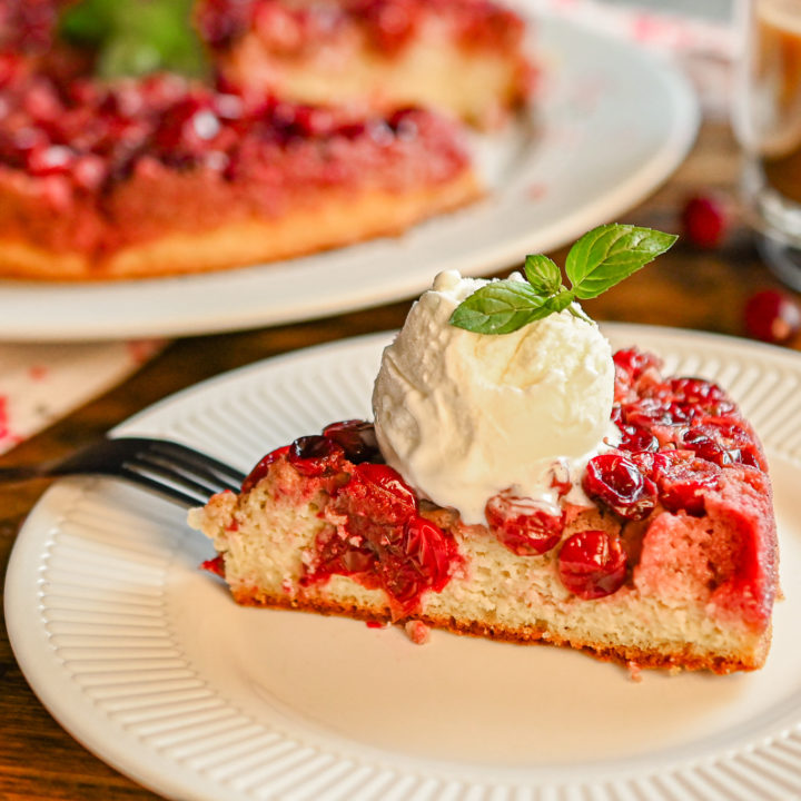 keto cranberry upside down cake featured image