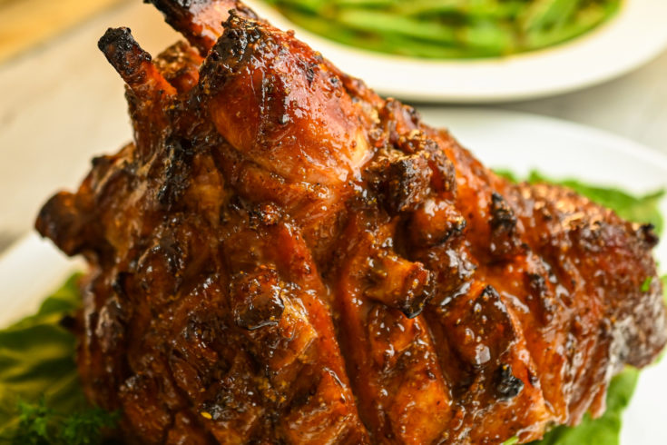 low carb glazed ham close up