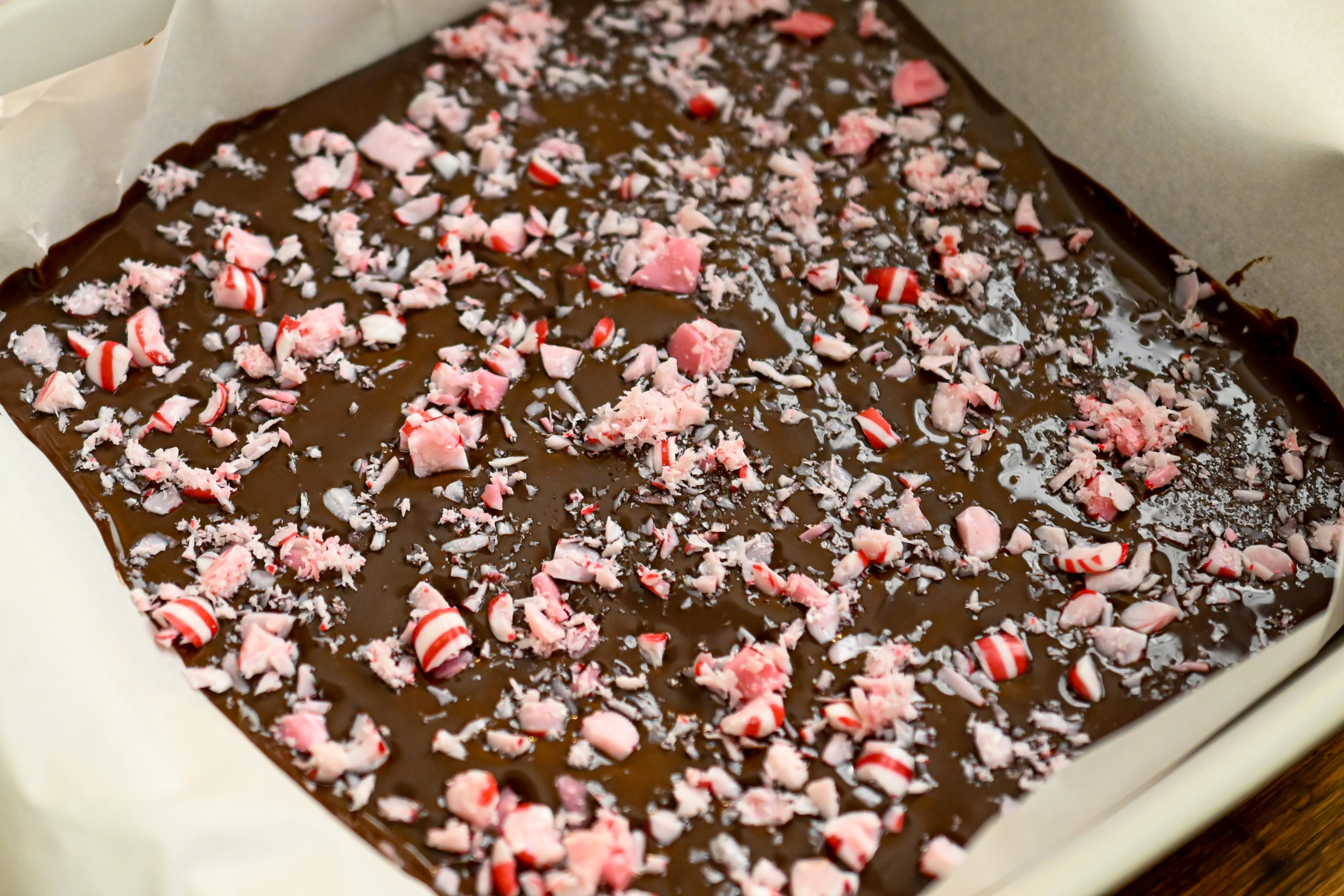 keto chocolate bark ready to be chilled