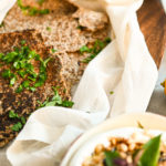 keto flatbread wrapped in cheesecloth