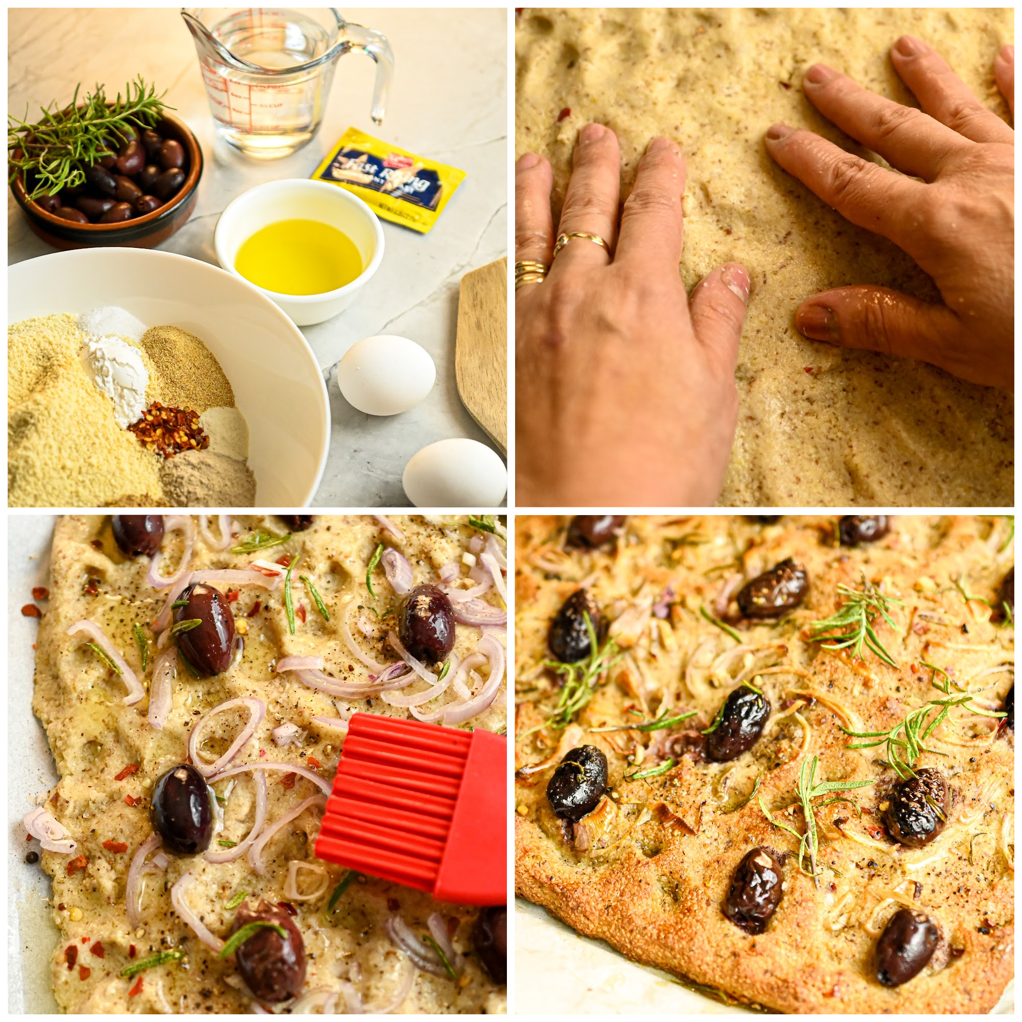 keto focaccia bread process pictures